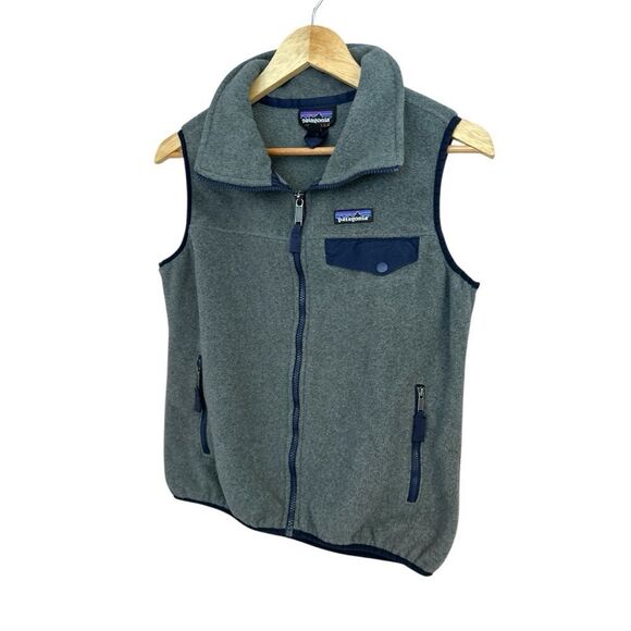 Patagonia Women’s Synchilla Snap-T Vest in Nickel Gray & Navy Blue, Size Small - Picture 7 of 11